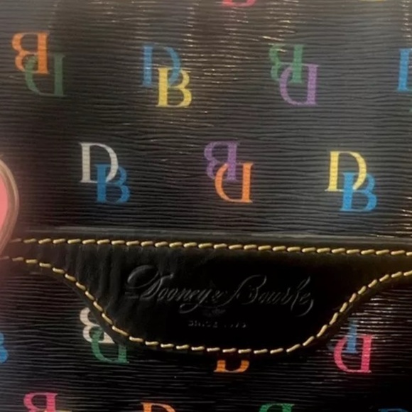 DOONEY & BOURKE Black Multicolored Rainbow DB Signature Letter Carrier Crossbody - Picture 11 of 16